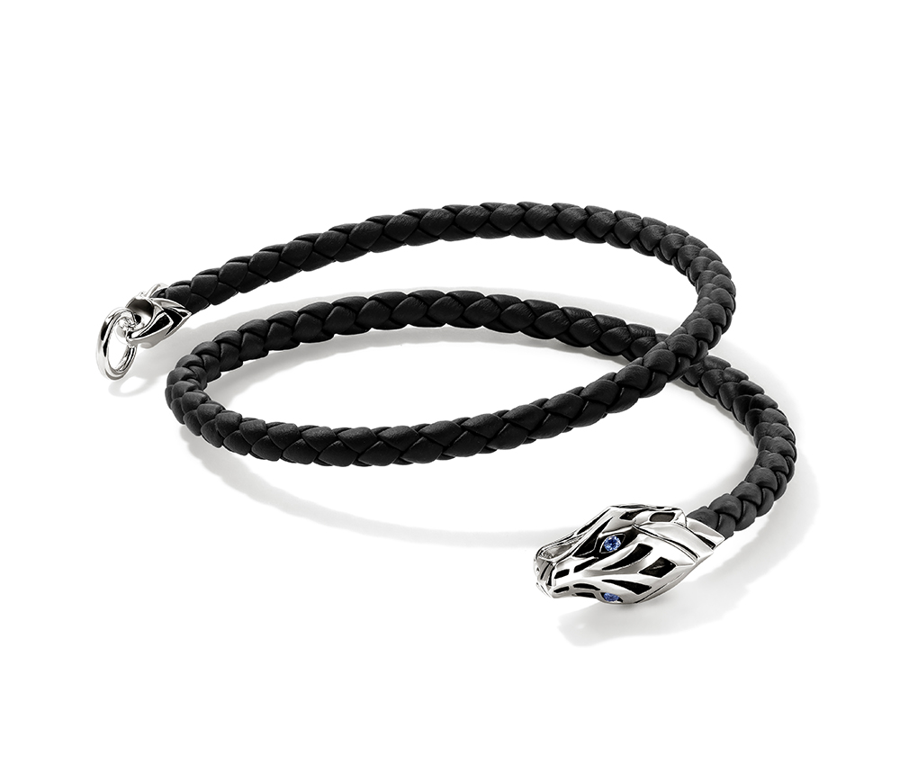 Naga Silver Double Wrap Leather Bracelet